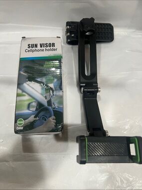 Sun Visor Cellphone Holder - Black with Green Accents